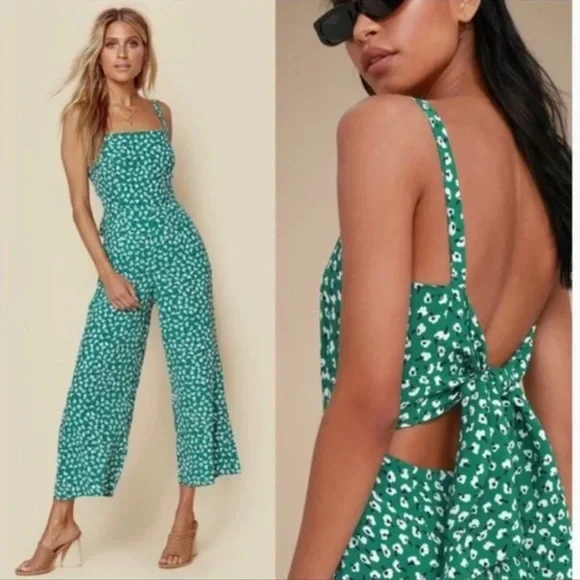 Faithful the Brand Playa Green Floral Print Jumpsuit Playsuit - Picture 1 of 13